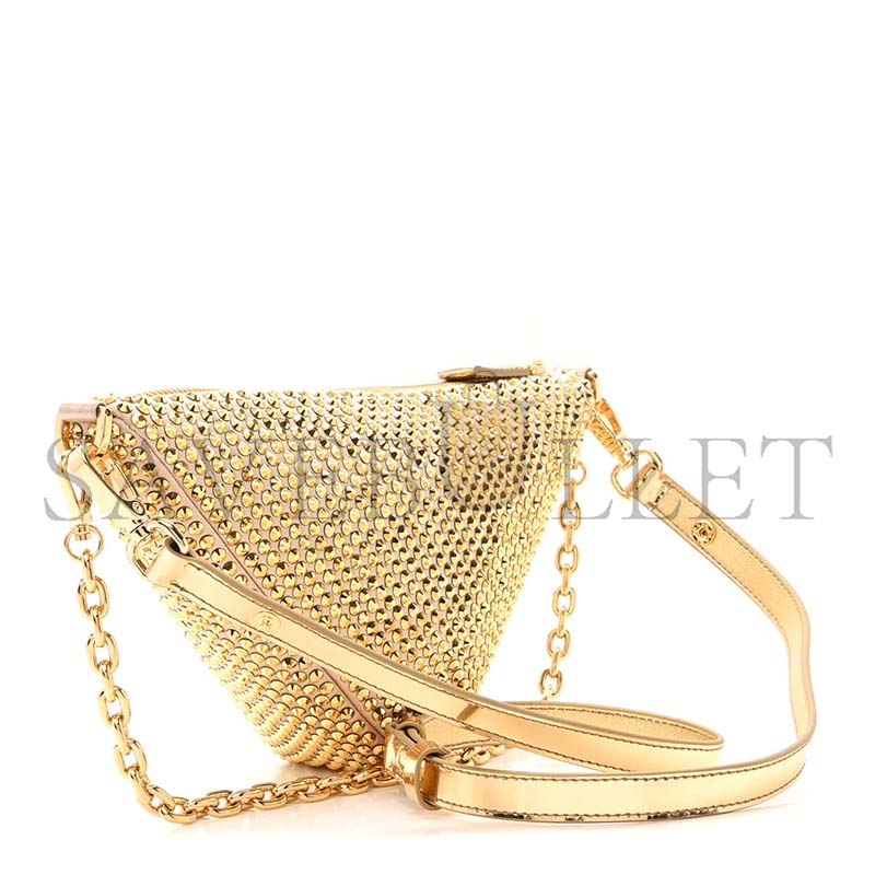 Pra*a satin crystal triangle crossbody pouch platino 1bc190 (26*14*6cm)